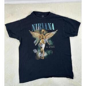 Small Nirvana In Utero Angel Graphic Band Tee Grunge Alt Concert Black